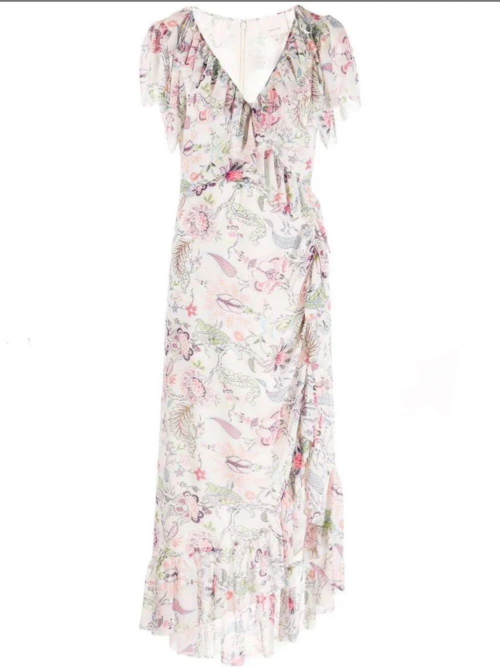 CINQ À SEPT Sheila Floral Ruffle-Trim Midi Dress